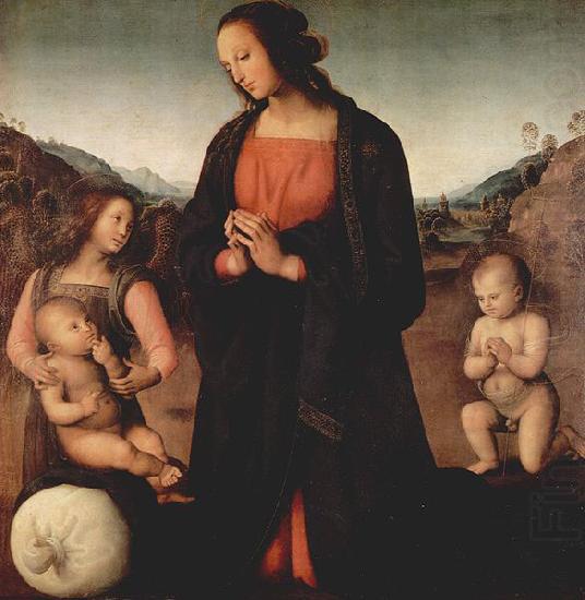 Pietro Perugino Maria, das Christuskind anbetend, mit Johannes dem Taufer und einem Engel china oil painting image